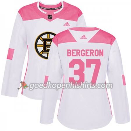 Boston Bruins Patrice Bergeron 37 Adidas 2017-2018 Wit Oranje Fashion Authentic Shirt - Dames